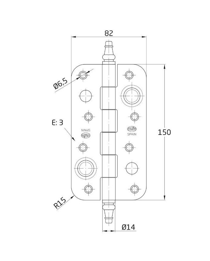 BISAGRA AMIG MODELO 566 CROMO MAT.150X80