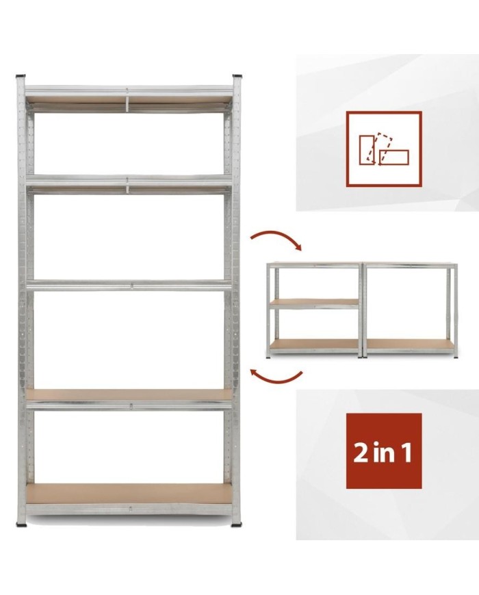 ESTANTERIA GALVANIZADA KREATOR 180X90X40 CMS. 5 ESTANTES 875KGS.