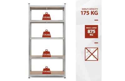 ESTANTERIA GALVANIZADA KREATOR 180X90X40 CMS. 5 ESTANTES 875KGS.