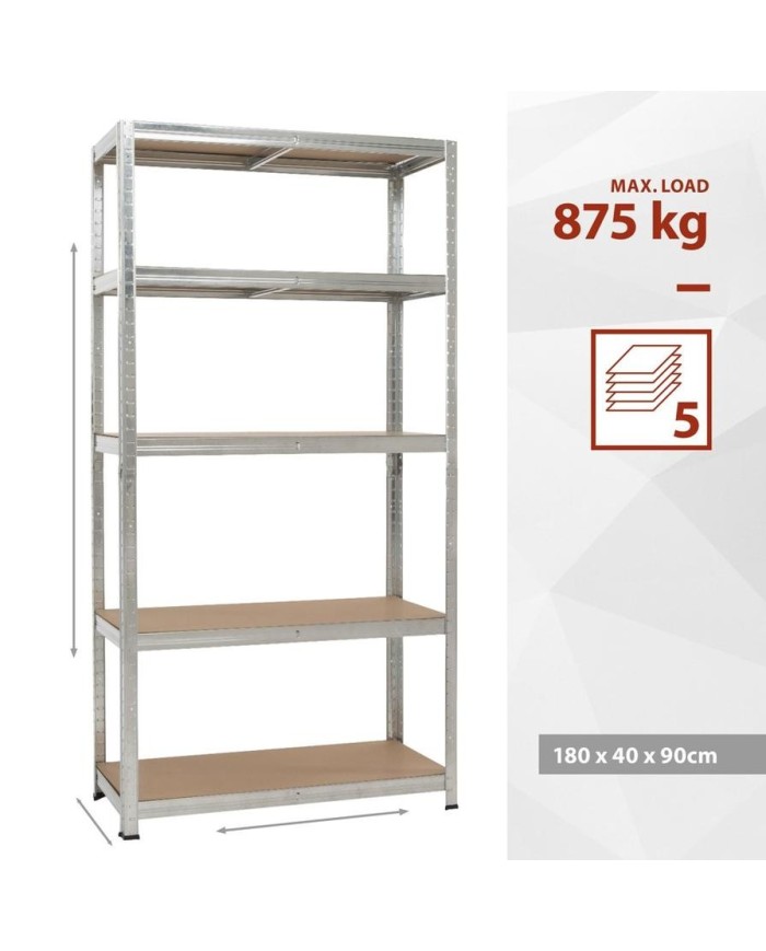 ESTANTERIA GALVANIZADA KREATOR 180X90X40 CMS. 5 ESTANTES 875KGS.