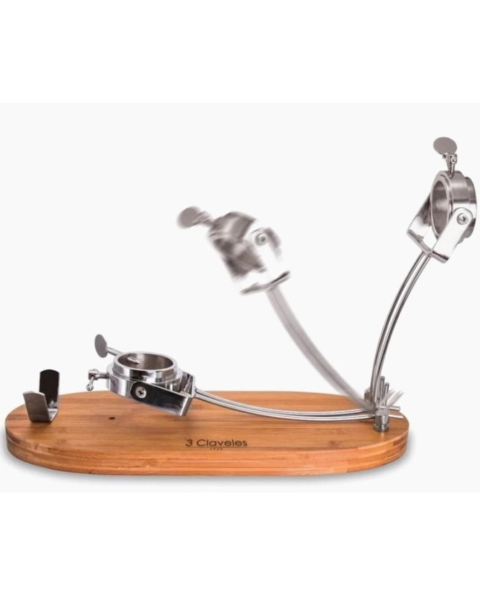 JAMONERO 3 CLAVELES ACERO INOXIDABLE MADERA PLEGABLE CABEZAL GIRATORIO