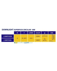 LED DOWN CIRCULAR SUPERFICIE GSC BOGUR 18W 6500K BLANCO 22,5CMS.