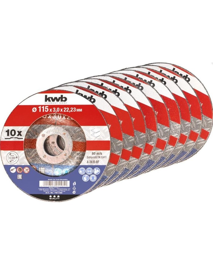 DISCO KWB CORTE METAL 115X3'0MM. (P/10 UDS.)