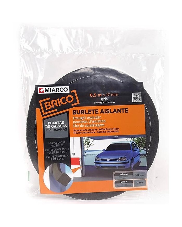 BURLETE MIARCO ADHESIVO ESPUMA GARAJE 6'5MTS.