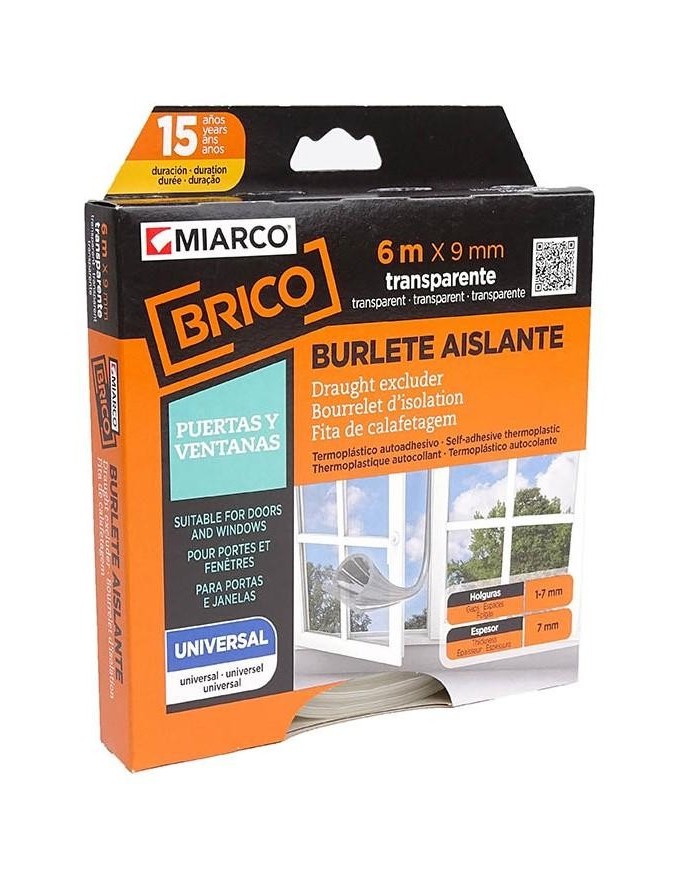 BURLETE MIARCO ADHESIVO TRANSPARENTE 9MMX6MT