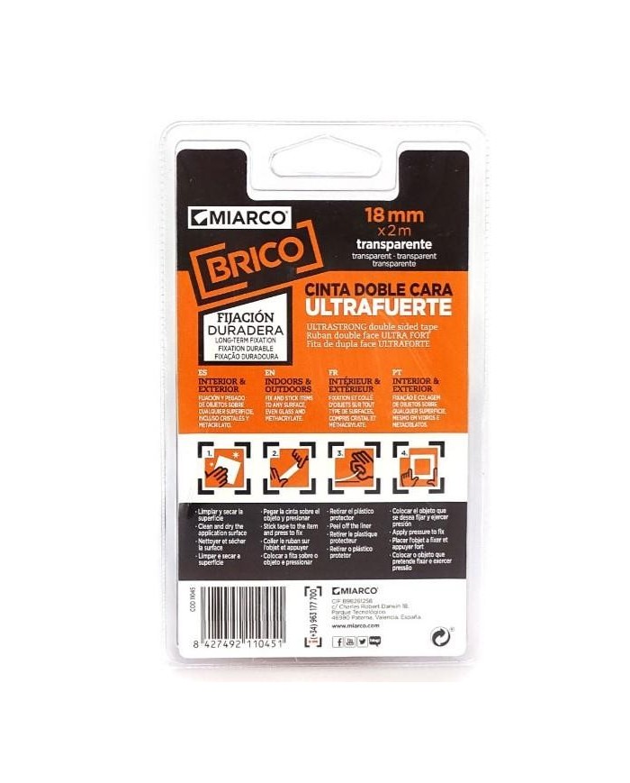 CINTA D/CARA MIARCO FUERTE 18MMX2MTS.