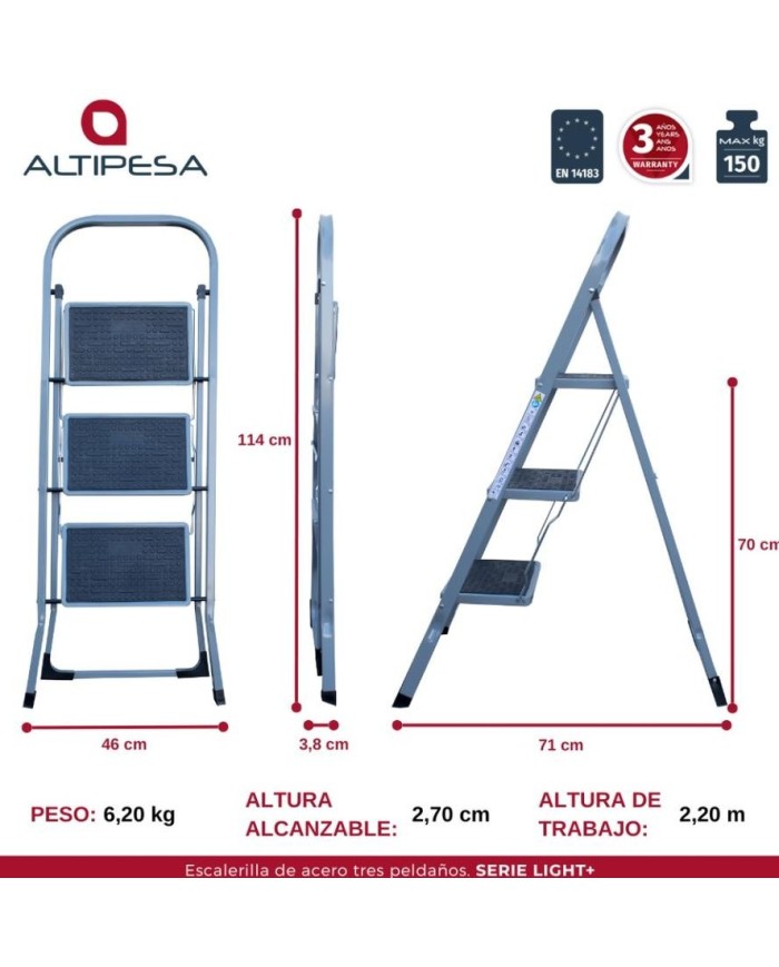 ESCALERILLA ALTIPESA ACERO S.LIGHT 3 PELDAÑOS