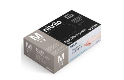 GUANTES NITRILO T-M POWER NEGRO SANTEX CAJA 50UDS.