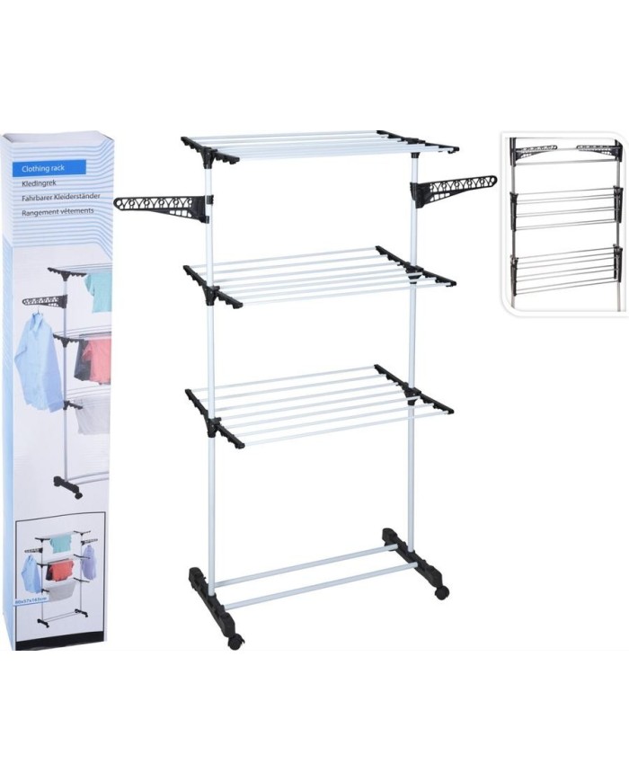 TENDEDERO PIE PLEGABLE C/RUEDA 80X57X165CM