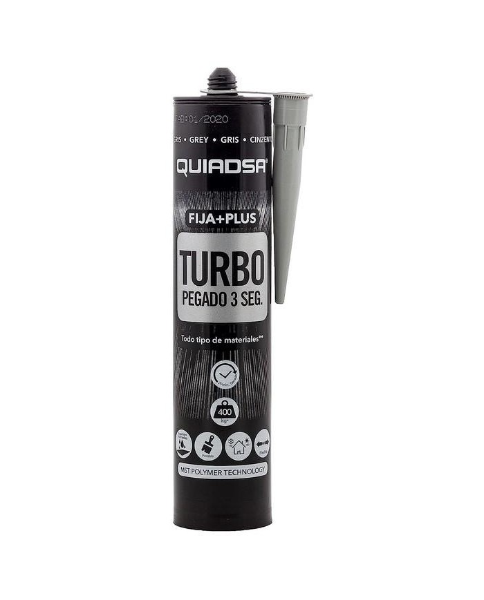 ADHESIVO QUIADSA FIJA+PLUS TURBO GRIS 290ML.