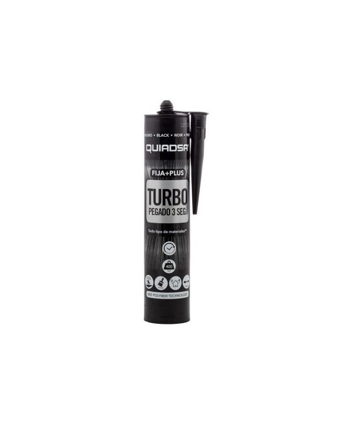ADHESIVO QUIADSA FIJA+PLUS TURBO NEGRO 290ML.