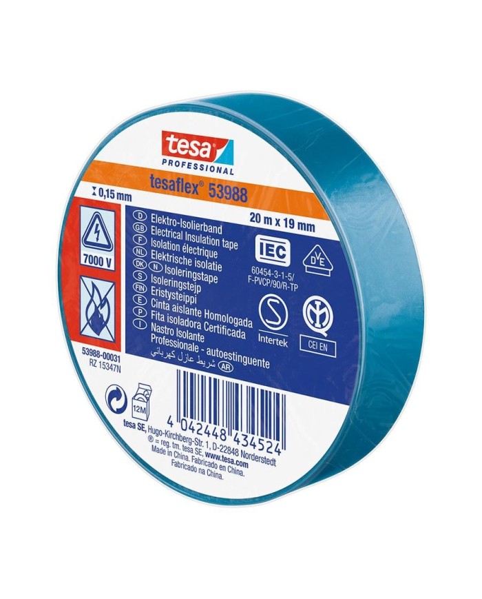 CINTA AISLANTE TESA AZUL 19X20 (10U)