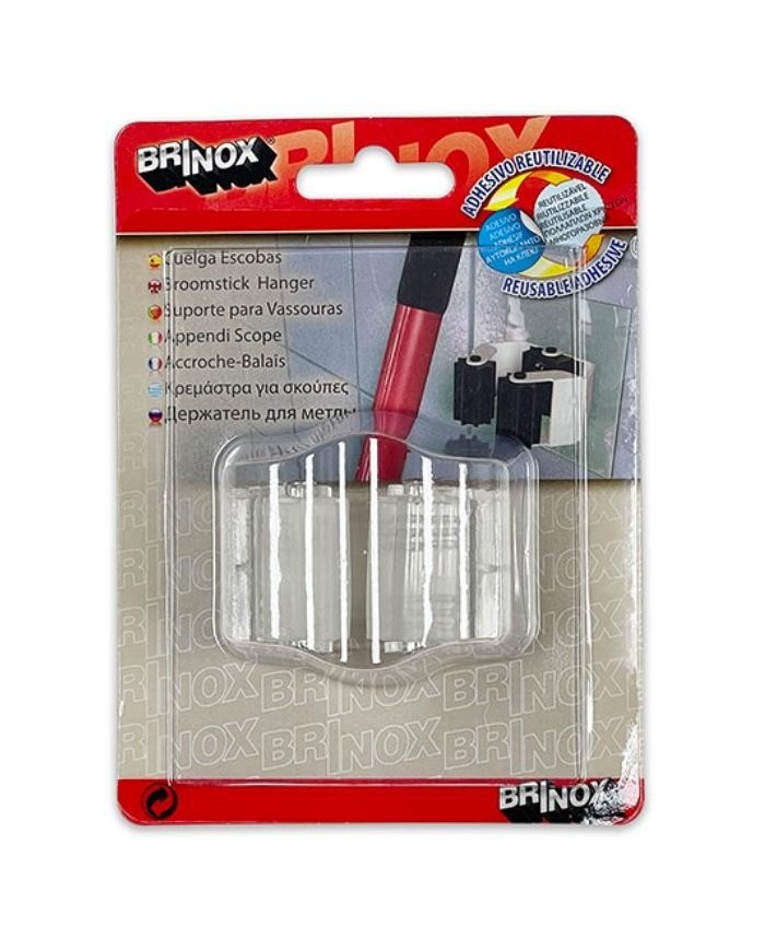 COLGADOR BRINOX 1 ESCOBA ADHESIVO TRANSPARENTE        B53110H