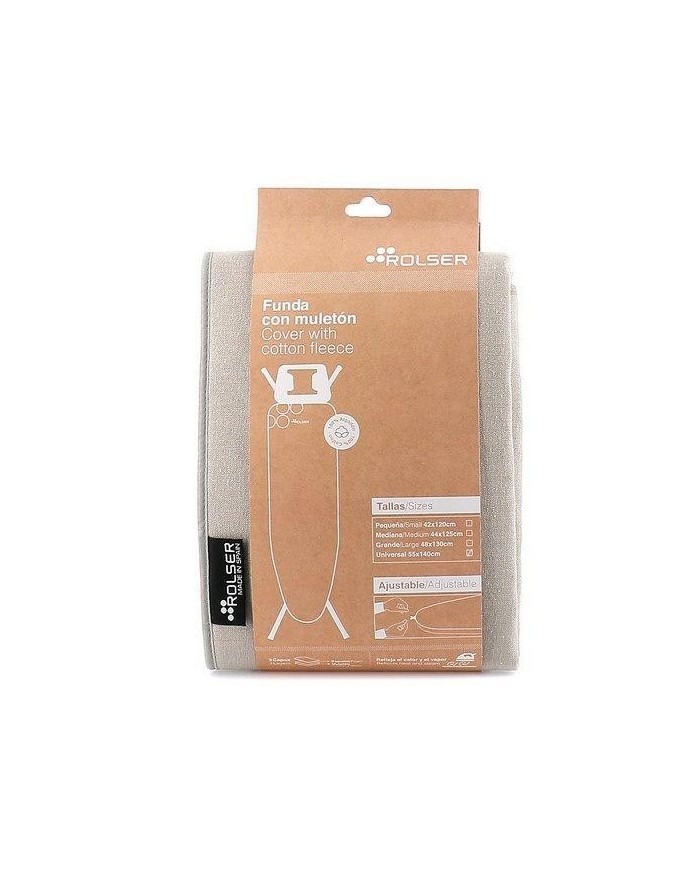FUNDA MESA PLANCHA ROLSER NATURAL-ARENA 140X55CM.