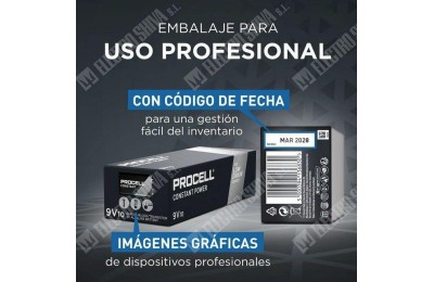 PILA PROCELL ALCALINA 9V CAJA 10 UDS.
