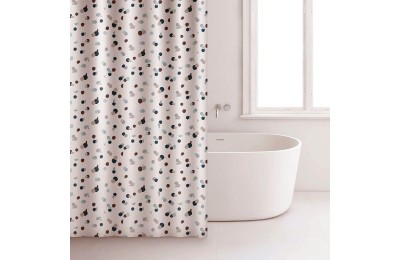 CORTINA BAÑO RAYEN POLIESTER BLANCA ESTAMPADA