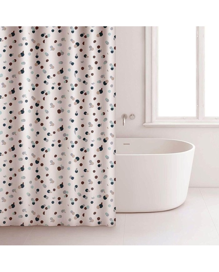 CORTINA BAÑO RAYEN POLIESTER BLANCA ESTAMPADA