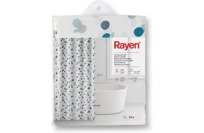 CORTINA BAÑO RAYEN POLIESTER BLANCA ESTAMPADA