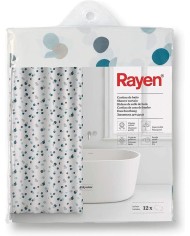 CORTINA BAÑO RAYEN POLIESTER BLANCA ESTAMPADA