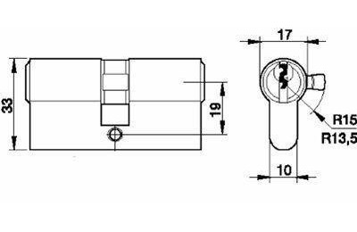 CILINDRO YALE LATONADO 60 MM. LEVA CORTA 30X30