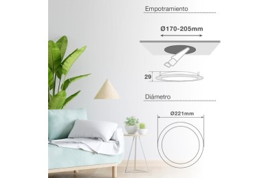 LED DOWN CIRCULAR EMPOTRAR GSC 18W 4200K BLANCO 21 CMS.
