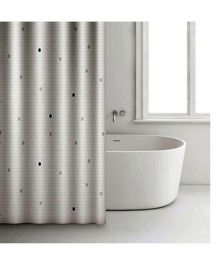 CORTINA BAÑO POLIESTER BLANCA RAYEN 2348
