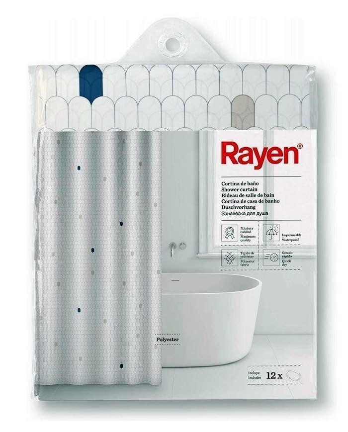 CORTINA BAÑO POLIESTER BLANCA RAYEN 2348