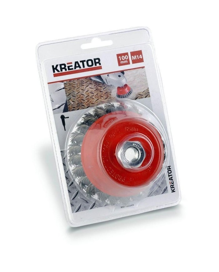CEPILLO TAZA KREATOR  TRENZAZDO (100 MM) ROSCA 14 MM  KRT150205