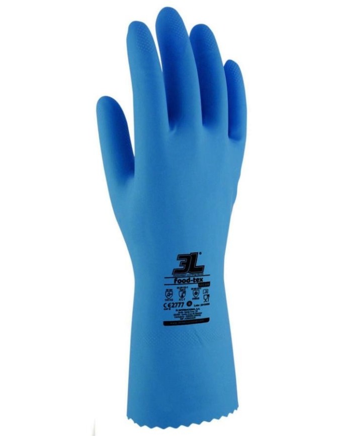 GUANTES LATEX FOOD-TEX AZUL T- 9 (12U)