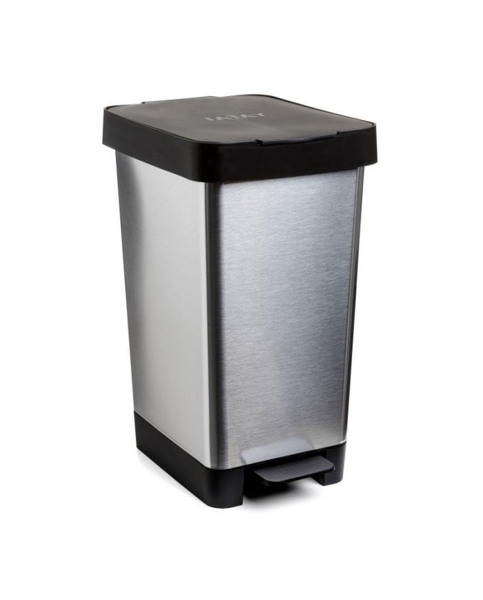 CUBO BASURA TATAY C/PEDAL PLASTICO GRIS 25LTS.        10213.01