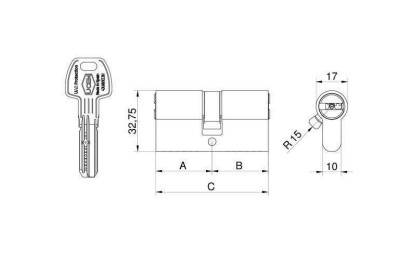CILINDRO SEGURIDAD UCEM NIQUELADO LEVA LARGA MOD:UAB:30-30