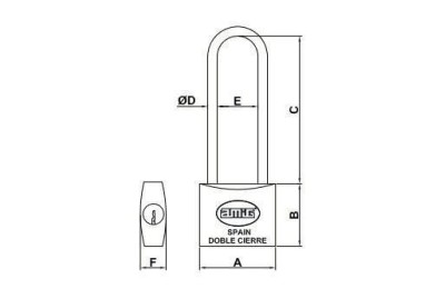 CANDADO AMIG LATON EXTRALARGO 3EL-40MM.