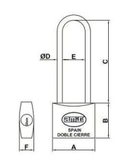 CANDADO AMIG LATON EXTRALARGO 3EL-40MM.