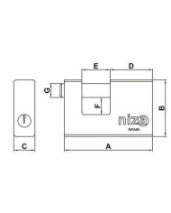 CANDADO AMIG LATON NIZA 200-60MM.FORMA U