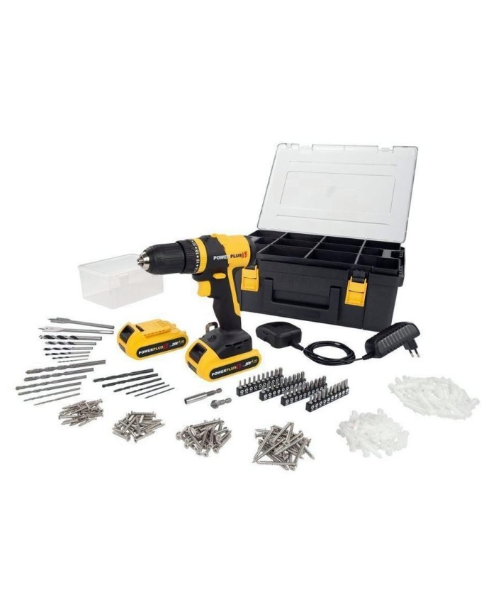 TALADRO PERCUTOR POWERPLUS 20V 1BAT 2Ah POWXB10070