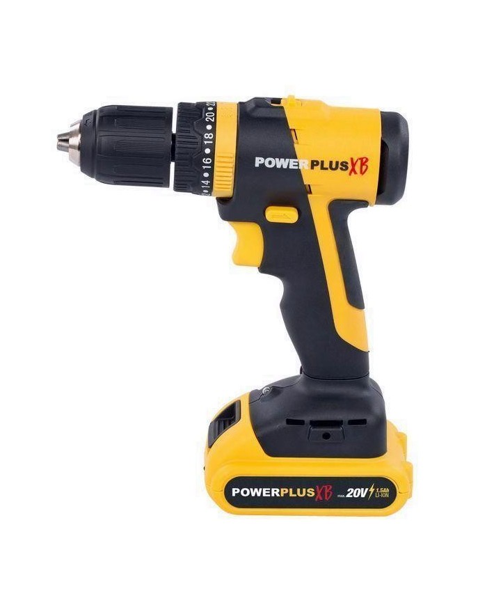 TALADRO PERCUTOR POWERPLUS 20V 1BAT 2Ah POWXB10070