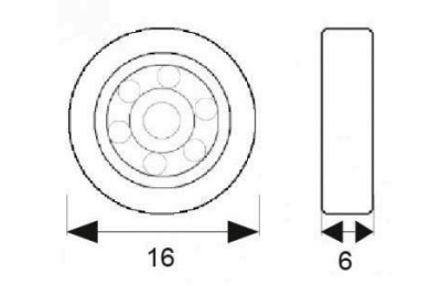 RODAMIENTO MAMPARA RD1 26MM. NEGRO MICEL