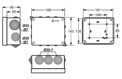 CAJA EMPALME ESTANCA 143X168X90 GRIS 3013