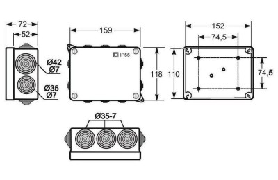 CAJA EMPALME ESTANCA 118X159X72 GRIS 3012