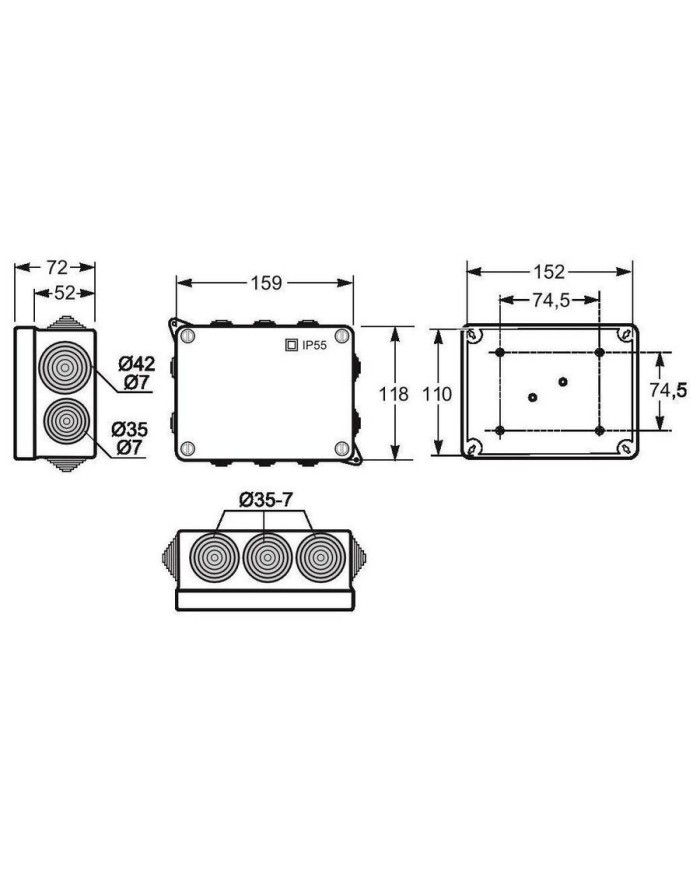 CAJA EMPALME ESTANCA FAMATEL GRIS 118X159X72 REF.3012