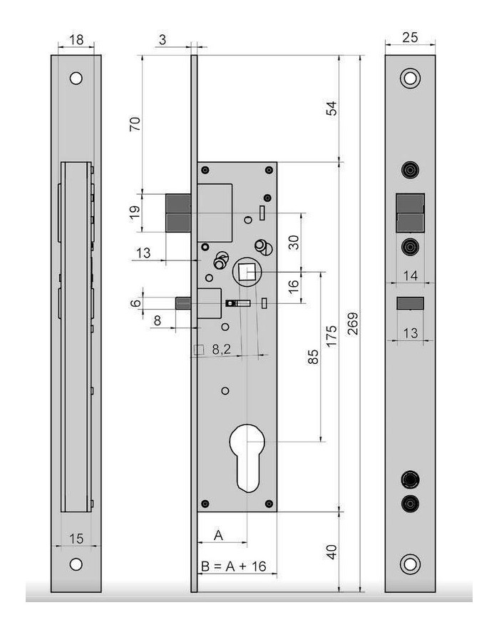 CERRADURA DE PORTAL LINCE 20 MM. 5703-TE