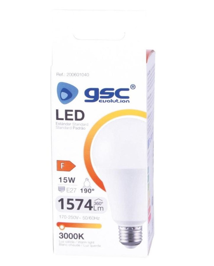 BOMBILLA LED ESTANDAR GSC A60 15W. E27 3000K 200601040