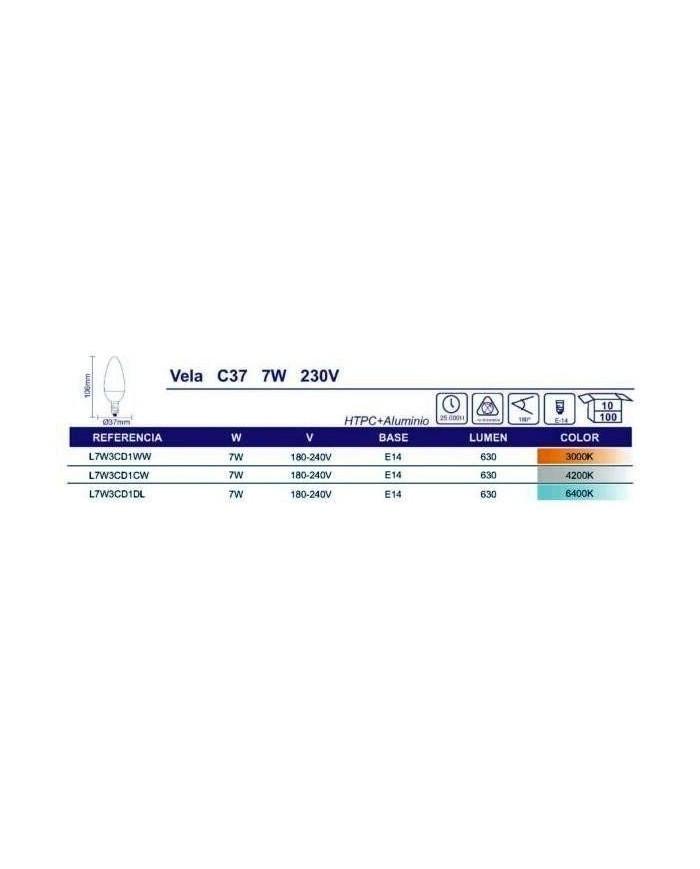 BOMBILLA LED VELA C37 6,5W. E14 3000K-530 LM 200695018