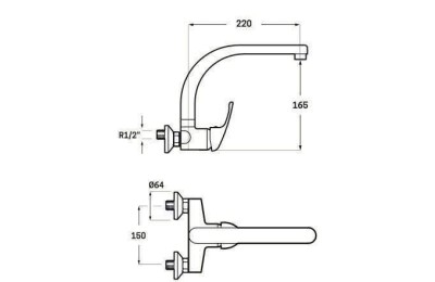 MONOMANDO FREGADERO PARED KALLA ENKEL CIS