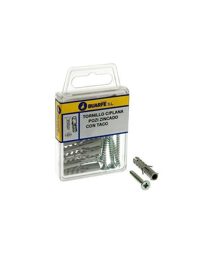 TORNILLO TACO CABEZA PLANA BUARFE ZINCADO 4X30MM. BUARFE B/10UDS.