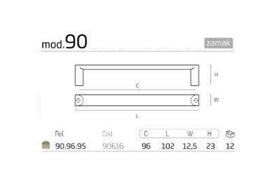 ASA NESU NIQUEL CEPILLADO 96 MM. 90616