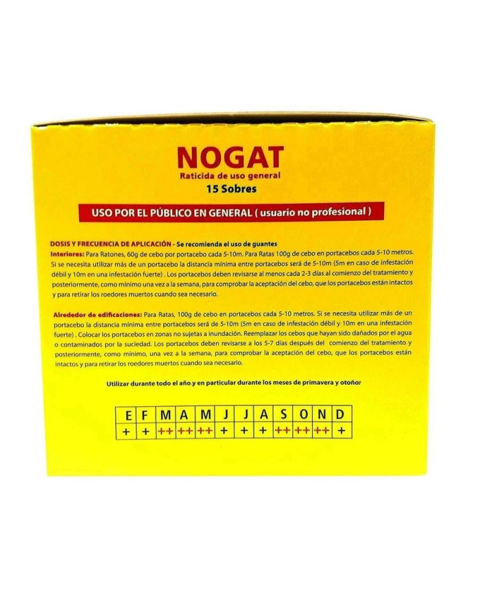 RATICIDA NOGAT (SOBRES 10GRS.) CAJA 15 SOBRES 305