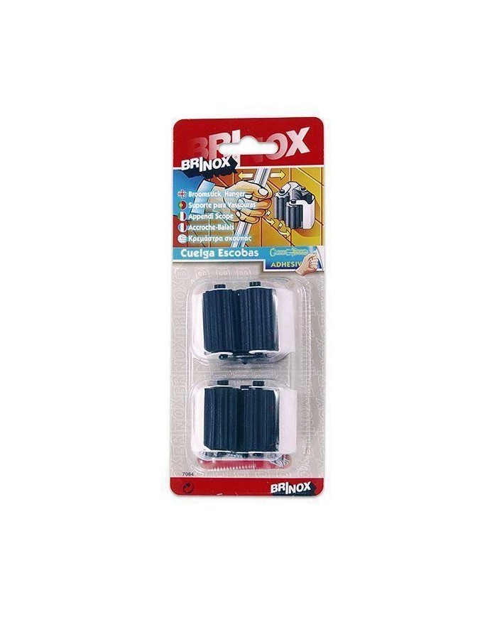 COLGADOR BRINOX 1 ESCOBA  ADHES.BLANCO 2U B70640D