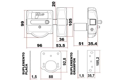 CERROJO SAG MODELO CSI (AACP0142) LATONADO 5 LLAVES