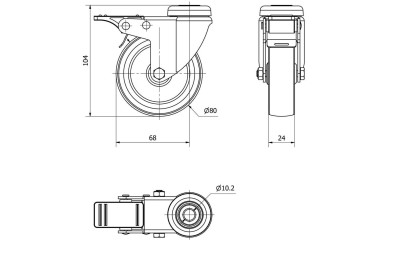 RUEDA GIRATORIA TW0247 401-080-5 GRIS CON FRENO